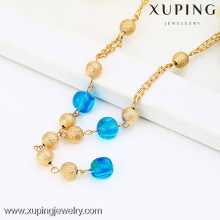 42426 Xuping Artificial Gold Bead Necklace Joyería de imitación, collar largo de perlas